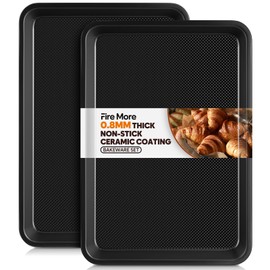 2 Pack Jelly Roll Pan 15.3” x 11.3” Cookie Sheets for Baking 0.8mm Thick Non Stick Baking Sheets for Oven Heavy Duty Baking Trays