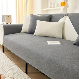 Ksriylm Anti-Scratch Couch Cover, Waterproof Sectional Couch Slipcover, Sofa Cover for Pets, Cover for 3 Cushion Couch, Love Seat, Non Slip,Breathable,1 Pc 36''x70'' Size,Grey.