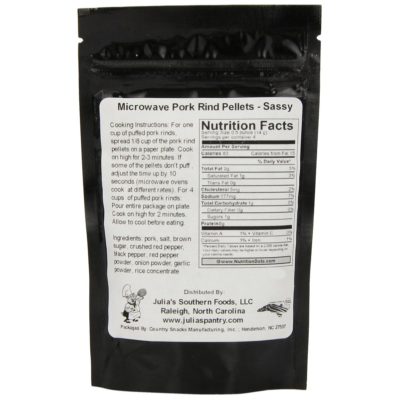 Chef Piggy Tail Microwave Pork Puffies Pork Rinds, Sassy, 2