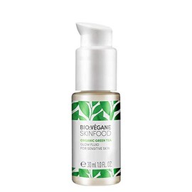BIO:VÉGANE SKINFOOD Organic Green Tea Glow Fluid for Sensitive Skin, Highlighter with Shimmer Pigments, Fast Absorbent, Vegan, NATRUE Certified, Natural Cosmetics, 30 ml