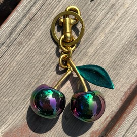 Cherry Bag Charms Keychain Purse Charm, Cute Key Chains Cherry Accessories Gifts for Women Christmas (Rainbow color)