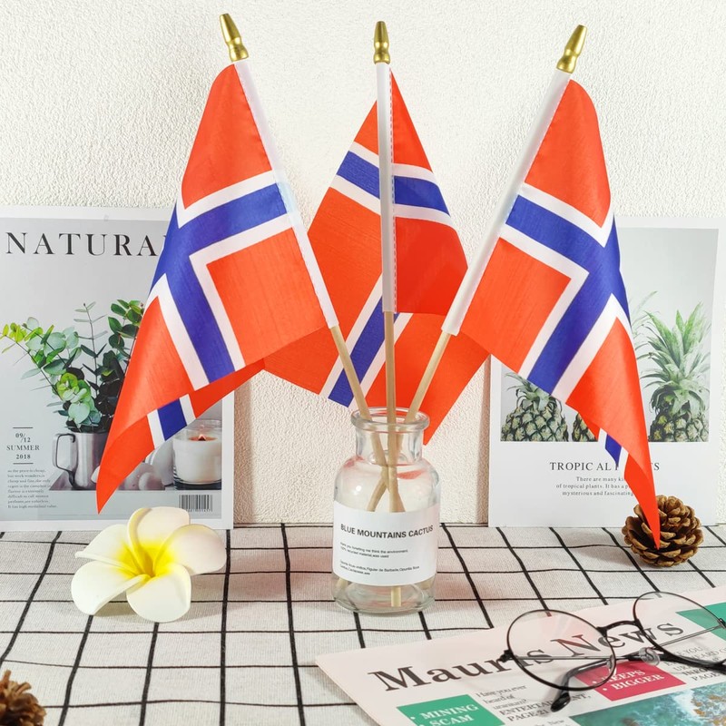 Newperlite Norway Stick Flag Norwegian Small Mini Hand Held Flags