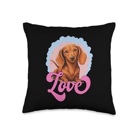 Long Haired Dapple Dachshund Gifts For Women Cute Wiener Dog Mom Doxie Weenie-Dackel & Dachshund Women Throw Pillow, 16x16, Multicolor