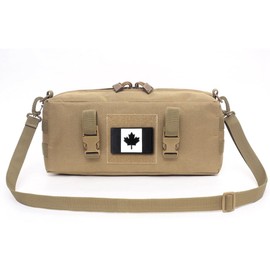 Molle Pouch Large Tactical molle Utility Bag for Backpack and Plate Carrier Gear Capacity Increment Accessories Pouches with Shoulder Strap and CA Flag Patch (TAN)