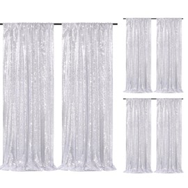 Silver Backdrop Curtains 2ftx8ft Sequin Wall Backdrop 6 Pieces Sparkly Backdrop Panels for Home Party Supplies