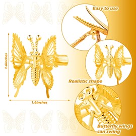 zalati Hair Clips 6pcs 3D Moving Butterfly Metal Hair Barrettes for Wedding Party Special Days Hair Styling for Gold/Silver