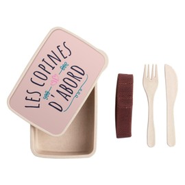 Fabulous Lunch Box Lunchbox mit Besteck, Rosa – Les Copines d'Abord Amies Potes – 700 ml