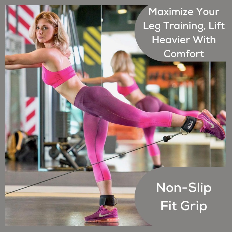 Elite Athletics Ankle Strap for Cable Machine (Pair), Adjustable Ankle