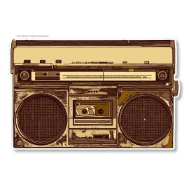 OwnTheAvenue Boombox Hip Hop Music Vintage Style Colors Vinyl Sticker Decal 3.5" Inches