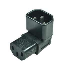 Down Angled IEC 320 C14 to C13 Adapter，Male C14 to 90 Degree Right Angled Female C13 Power Extension Adapter（1-Pack