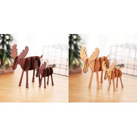 T-shin Wooden Elk Decoration Ornaments,4-Pack Xmas DIY Reindeer Decor,Wood 3D Reindeer Ornaments for Home Kitchen Office Desk