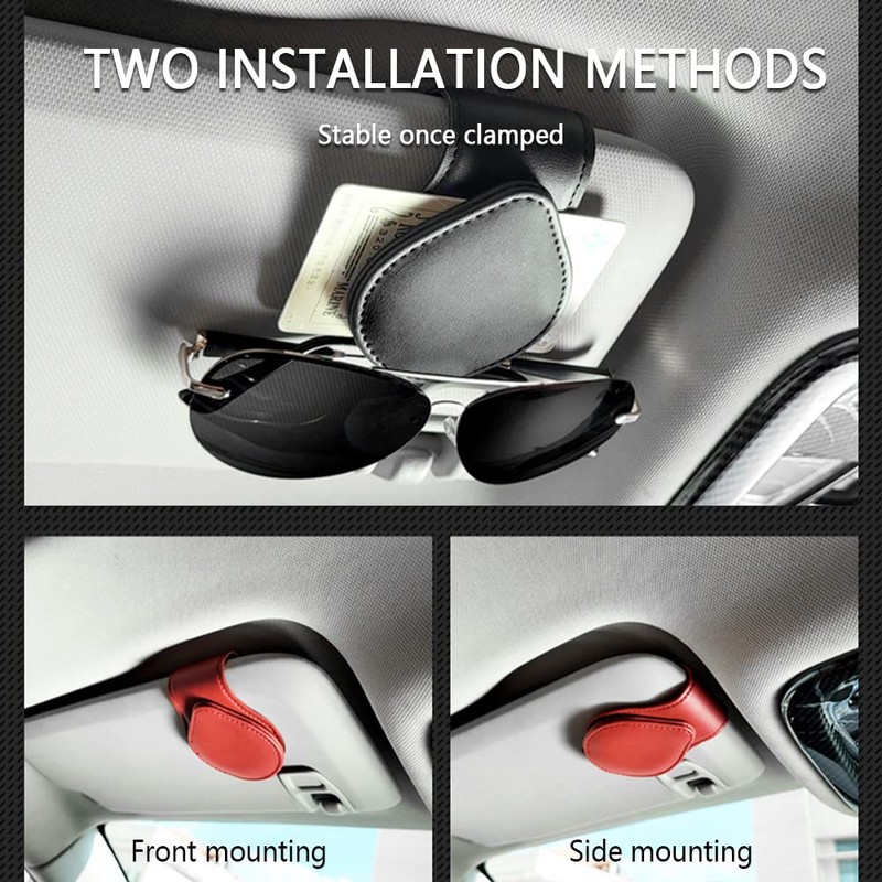 OFBAND Magnetic Sunglass Holder for Visor, PU Leather Car Organizer,