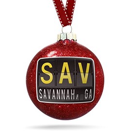 NEONBLOND Christmas Decoration SAV Airport Code for Savannah, GA Ornament