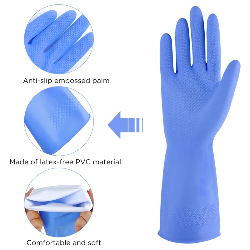 Rubber cleaning gloves yellow 3 or 6 Pairs for Household,Reuseable