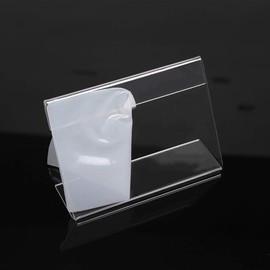 ARTIBETTER 20PCS Mini Sign Display Holder L Shape Sign Holders Acrylic Clear Sign Stand Card Holder