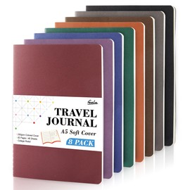 feela 8 Pack Soft Cover Journal Bulk, Notebooks College Ruled for Work, Lined Travel Journal for Students Women, Note Taking Notebook School Supplies Business Writing, 8.2” x 5.5”, A5, Vintage Colors