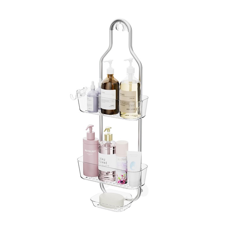 Ettori 3-Tier Shower Cubicle, Bathroom Organiser, Shelf Organiser, Chrome, Shower