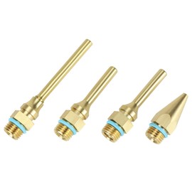 QWORK 4Pcs Pure Copper Glue Gun Nozzle Set - Glue Gun Nozzle Assortment Set, Anti-Dripping Design, Gluegun Tips Replacement for Hot Melting Glue Guns Bore, Size 2.0x34mm 2.0x50mm 3.0x50mm 2.0x70mm