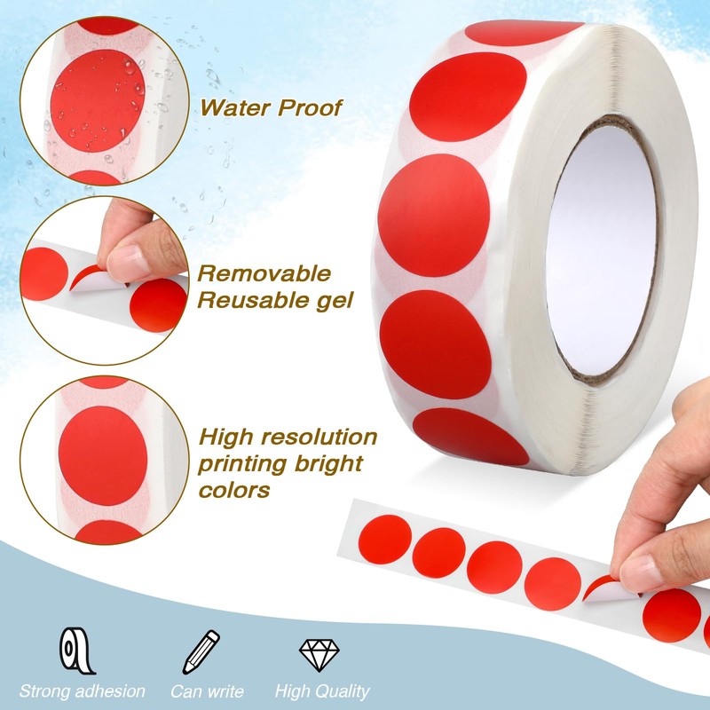 Red Round Stickers, 1.9 cm, 1000 Pieces, Red Dot Stickers,