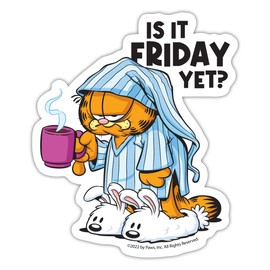 Spreadshirt Garfield is It Friday Yet Sticker, 10 x 10 cm, White Matte