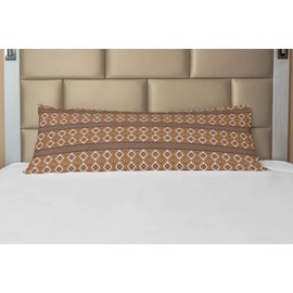 Ambesonne Geometric Body Pillow Case Cover with Zipper, Bohemian Rhombus Composition with Triangles Composition Mexican Folklore, Decorative Accent Long Pillowcase, 21" x 54", Cream Brown