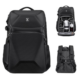 K&F Concept Camera Backpack Hard Shell Waterproof Photography 20L Camera Bag Front Hardshell Case with Tripod Holder&Laptop Compartment Compatible with Canon/Nikon/Sony