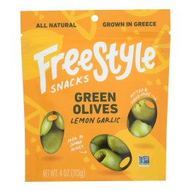 UD_Freestyle Snacking Case of 6-Fresh Olives in Green Lemon Garlic Flavor 4 Ounces Each
