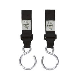LÄSSIG Pushchair Attachment (Pack of 2) Velcro Hook Buggy Hooks Shopping Hooks Plastic / Buggy Hooks Black