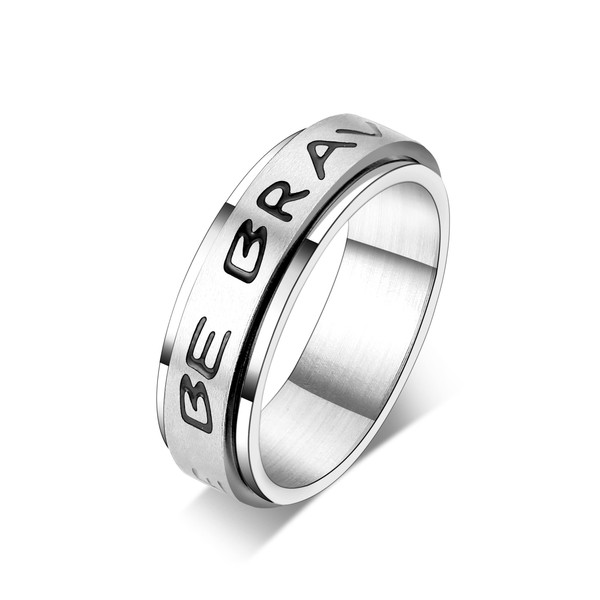 TOSGMY Fidget Rings for Anxiety Stainless Steel Spinner Ring for
