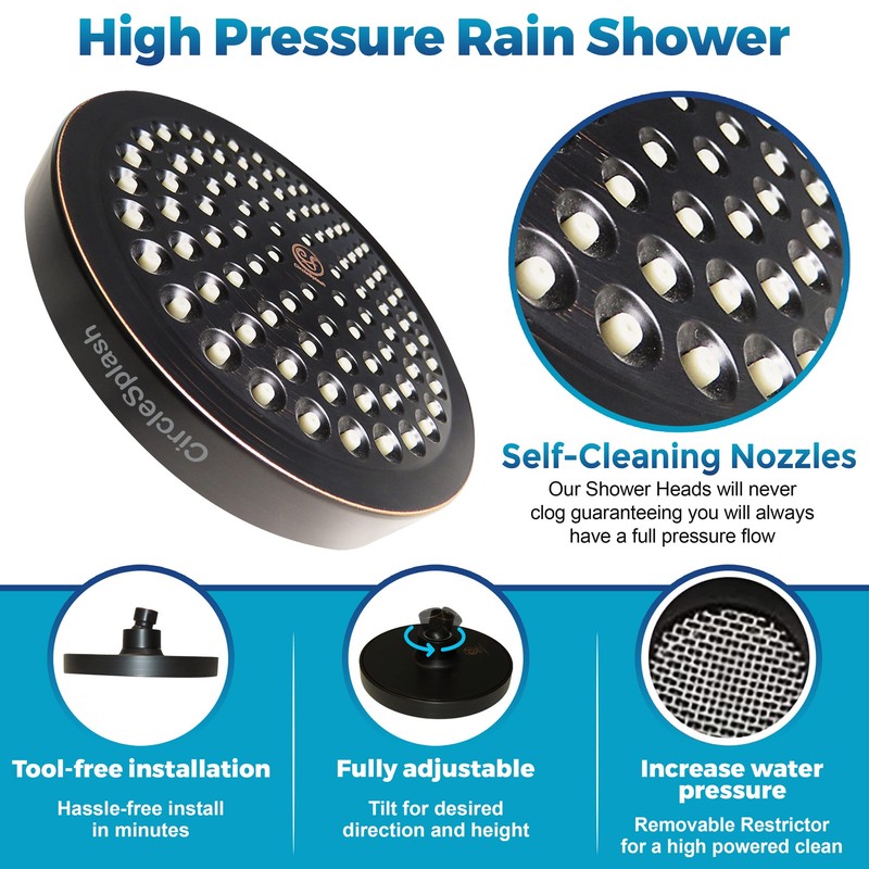 High Pressure Shower Head - Anti-Clogging Silicone Nozzles - 2.5