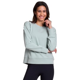 RBX Active Women's French Terry Crewneck Sweatshirt Regular Length Ultra Lightweight Cotton Blend Fashion Pullover Sea Glass