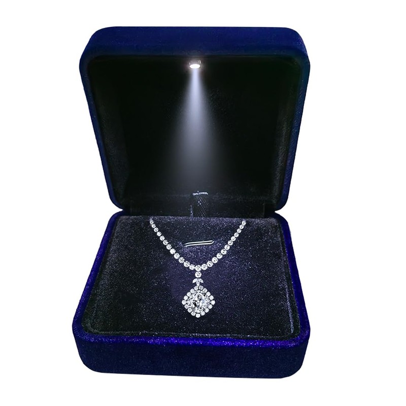 GBYAN Pendant Necklace Box with LED Light Necklace Gift Box