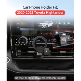 MaserWeller Car Phone Holder for Toyota Highlander 2020-2025 Accessories, 360° Rotation Phone Mount Compatible with MagSafe, Cell Phone Holder Does Not Affect Air Vent