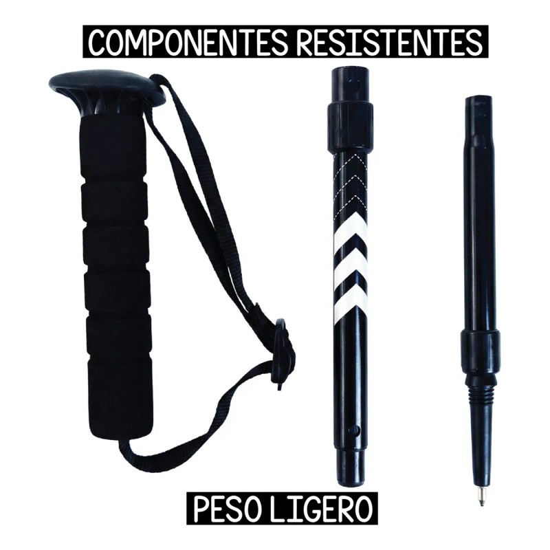 Bastones De Senderismo Aluminio 7075 Ajustables Plegables Color Negro