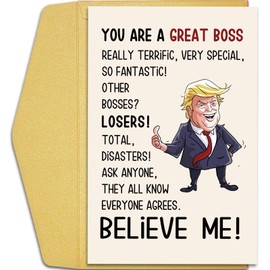 Qiliji Funny Trump Boss Day Card, Hilarious Boss Birthday Card, Thank You Card for Boss Leader, Boss Appreciation Card from Employee, You Are A Great Boss