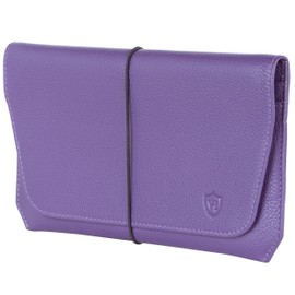VON HEESEN Leather Passport Holder with RFID Protection - Passport Case Made of Genuine Leather - Passport Organiser for Style-Conscious Men and Women, Violet, Landscape