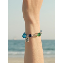 Sea Glass Wirework S925 Silver Bracelet Beach Birthday Present, Surfer Jewelry, Mermaid Gift Unique Jewelry Best Gift for Her Seaglass Bracelet Ocean Jewelry (Four Colors)