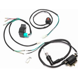 Fuerduo Wire Harness CDI Ignition Coil Spark Plug Wiring Loom for Kick Start Dirt Pit Bike 49cc 50cc 70cc 110cc 125cc 140cc 160cc