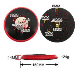 Wjelet Sanding Disc 150 mm with Hook and Loop Compatible with Bosch GET 75-150, GEX 34-150, GEX 40-150, Support Plate for Random Orbital Sander, 72 Holes Replacement Part, High Quality for Efficient