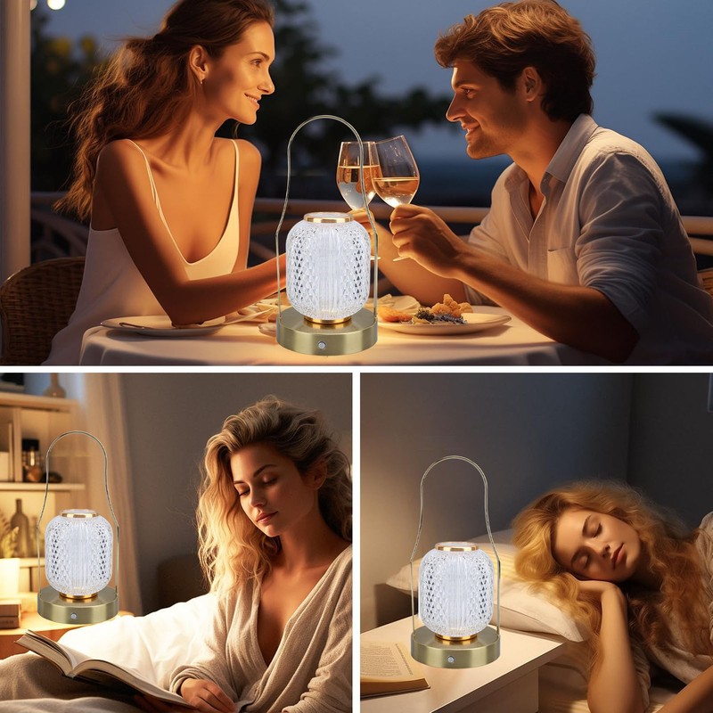 Cordless Rechargeable Lantern LED Table Lamp 3600mAh Battery Operated Stepless