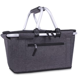 Picnic Basket, SIYUAN 27L Collapsible Insulated Farmers Market Basket for Shopping Traveling Large Grocery Tote Bag with Handles Red