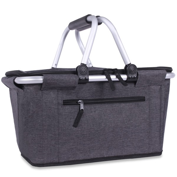 Picnic Basket, SIYUAN 27L Collapsible Insulated Farmers Market Basket for