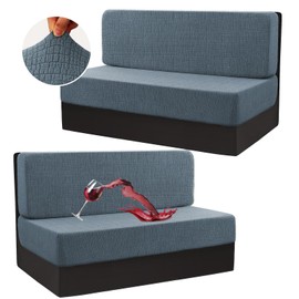 H.VERSAILTEX 100% Waterproof RV Dinette Cushion Covers Booth Set Stretch Camper Cushion Covers RV Replacement Seat Covers Anti-Slip Crizzle Pattern (2 Backrest & 2 Bench Covers, Stoneblue)