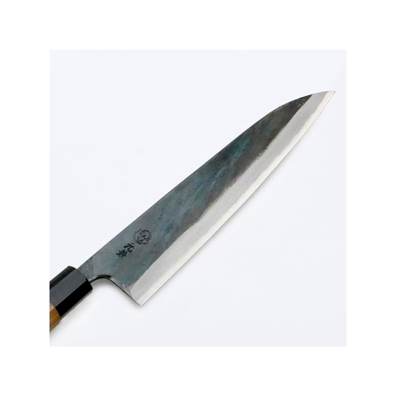 土佐和式牛刀包丁 元兼 両刃 黒打 青紙鋼210mm