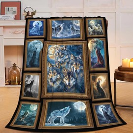 Wolf Blanket Soft Cozy Wildlife Animal Throw Blanket Gifts for Women Girls Super Plush Warm Wolf Stuff Lightweight Fleece Flannel Gift Blankets for Kids Adults 50"X40"