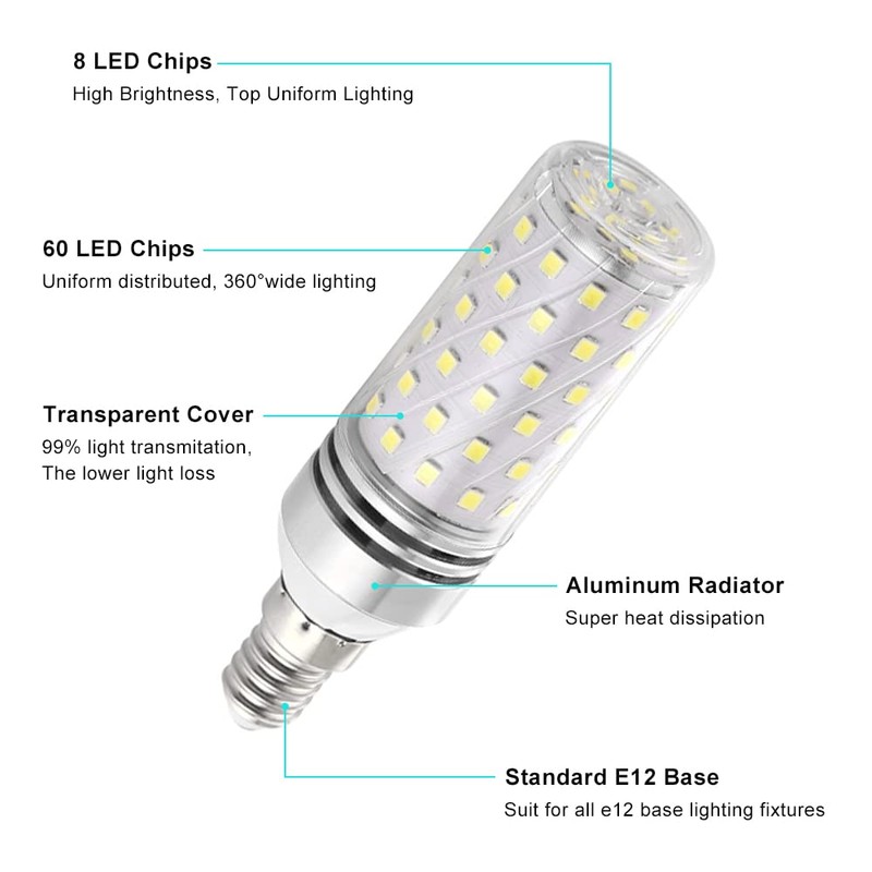 Super Bright E12 LED Bulb, 16W 1500LM Light Bulbs, Natural