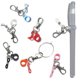 7 Colorful Lanyard Pen Holders Set | Retractable Silicone Pen Holder with Clip | Versatile Badge Pen Holder for Lanyards | Stylish and Practical Accessories for Pens, Lipsticks, and More