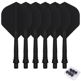 CyeeLife 6pcs Molded Dart Flights and Shafts,one Piece Integrated Accessory CF02A Black-L