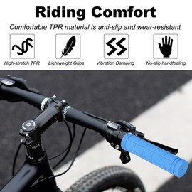 Bike Handle Grips - Bicycle Handlebar Grips 22.2mm for Mountain Bike with No-Slip Pattern | 132mm Soft MTB Grips for Adults Kids Boys Girls Balance Bike Grips Kick Scooter Tricycle Grips