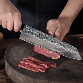 Sunnecko Japanese Chef Knife 8 Inch Chef Knife Wood Handle, Chefs Knife High Carbon Steel, Gyuto Knife 3-Layered 9CR18MOV
